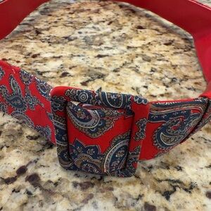 Paisley preppy belt in red and blue paisley pattern 34”